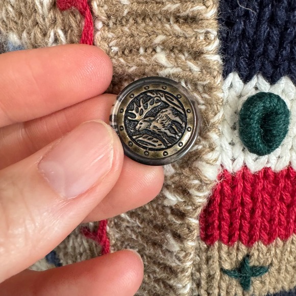 North Crest Vintage Winter Ski Mittens Gorpcore Fair Isle Cardigan Sweater L - Picture 5 of 12